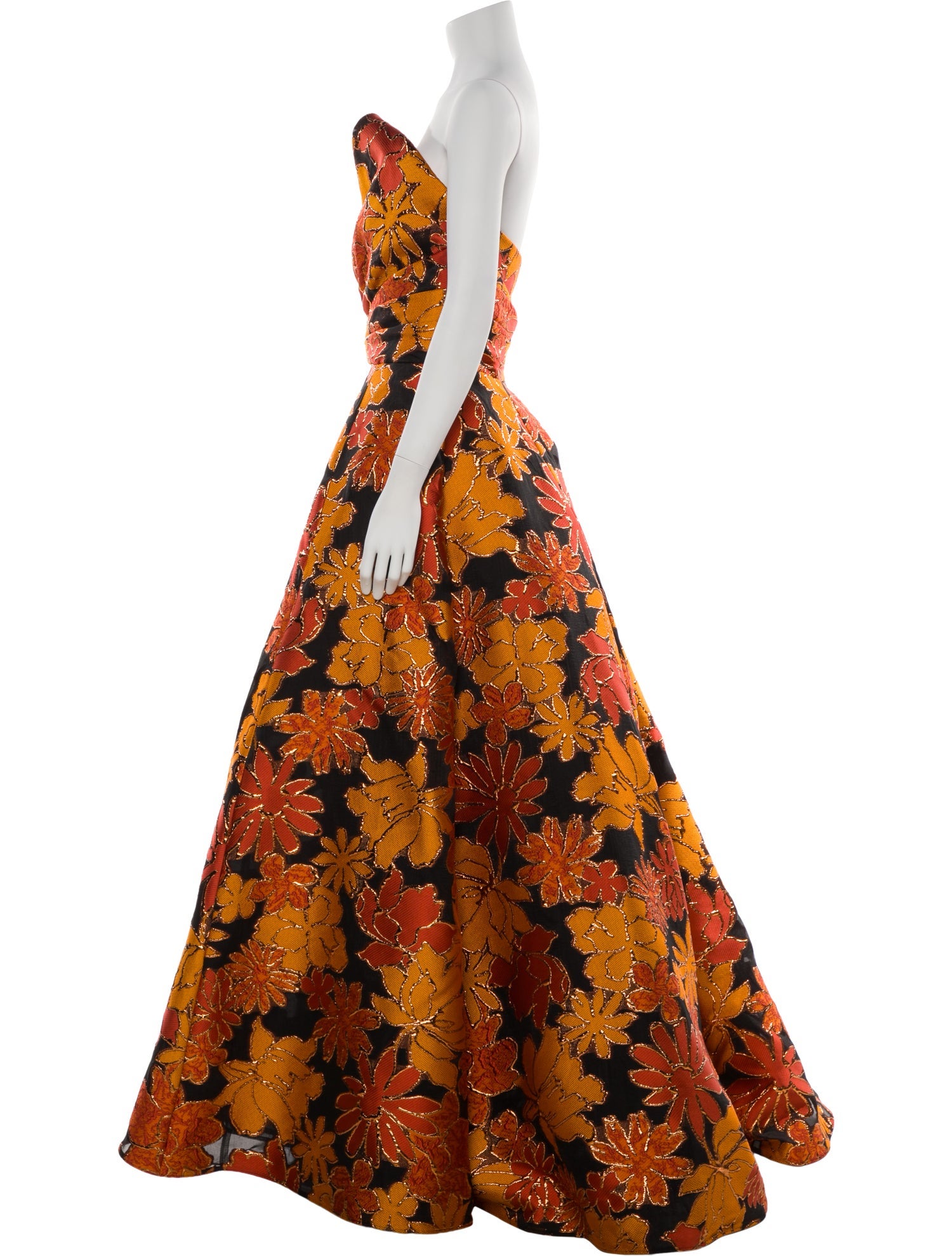 Amsale Floral Print Long Dress