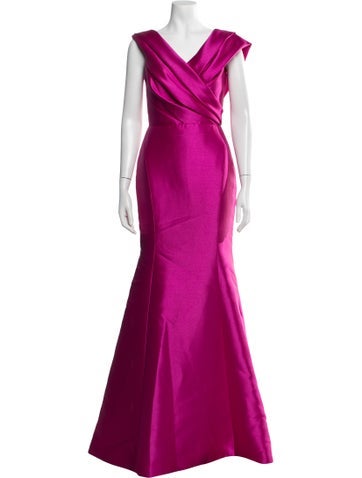 Pre-owned Amsale V-neck Long Dress In Pink