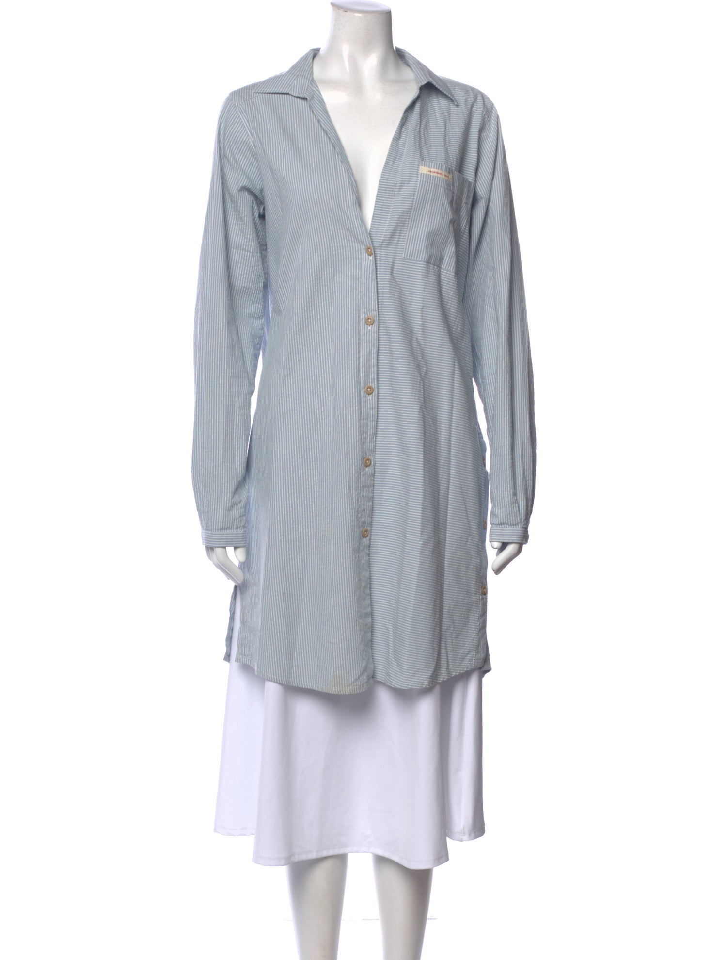 Amundsen Sports Striped V-Neck Button-Up Top