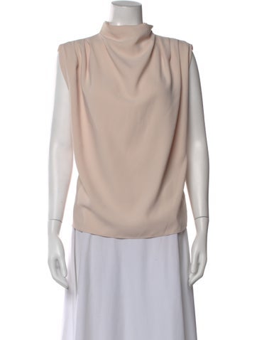 Pre-owned Amanda Uprichard Mock Neck Sleeveless Blouse In Neutral