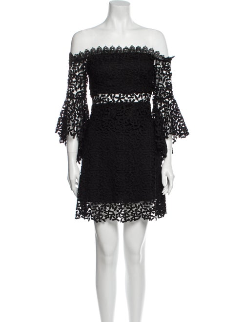 Amur Lace Pattern Mini Dress Black