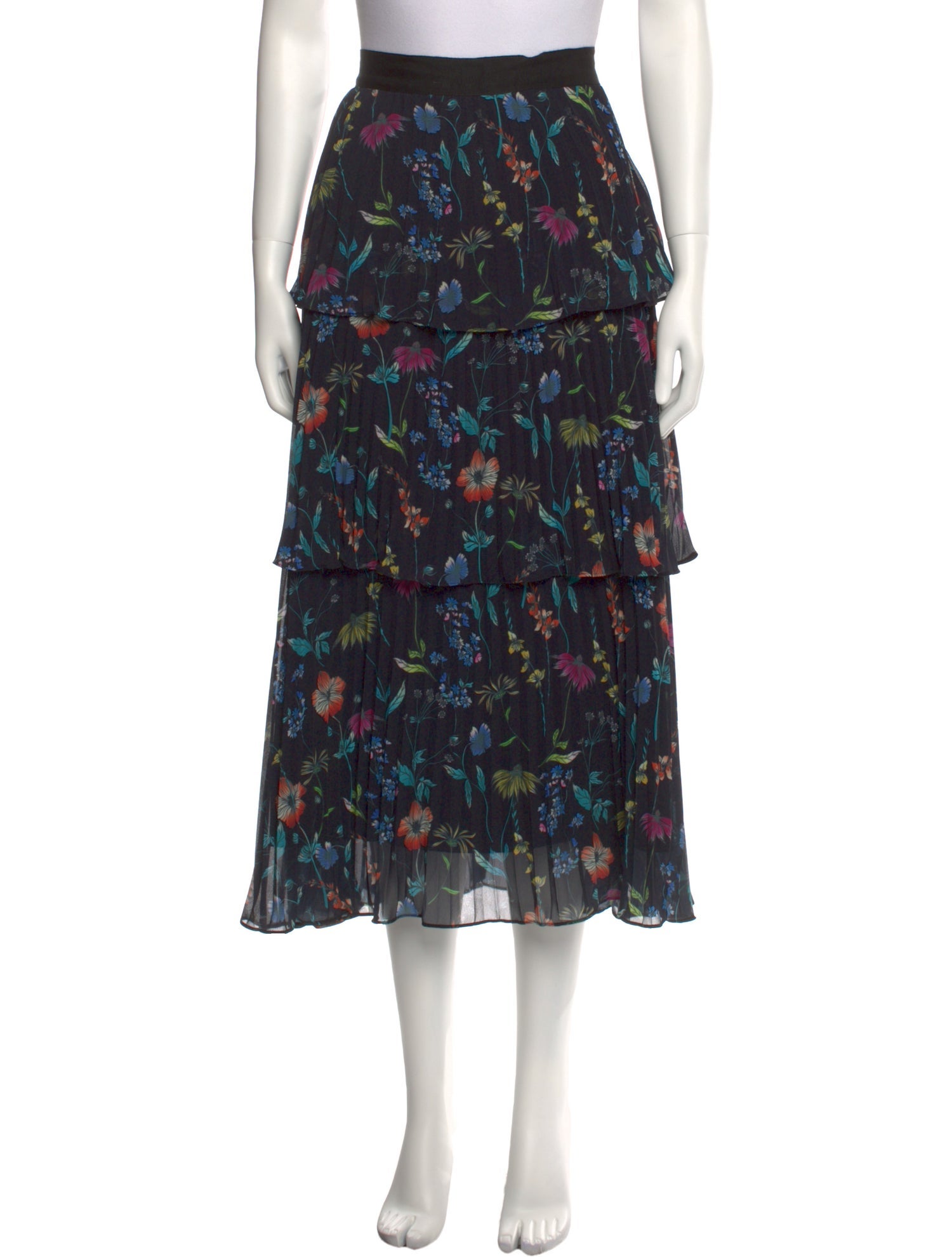 AMUR Floral Print Midi Length Skirt