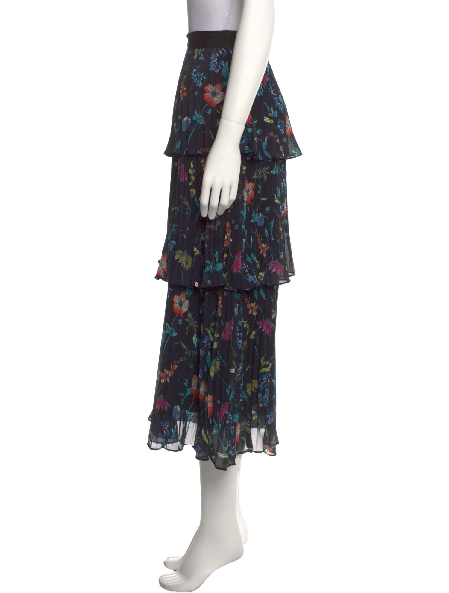 AMUR Floral Print Midi Length Skirt