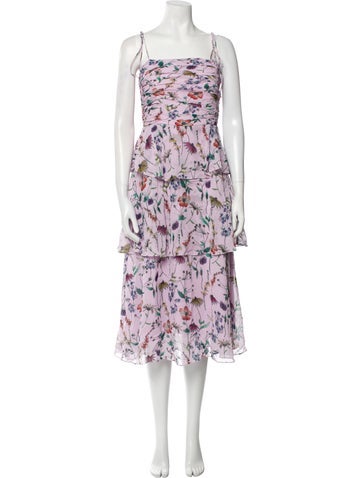 Amur Dresses Floral Print Midi Length Dress S