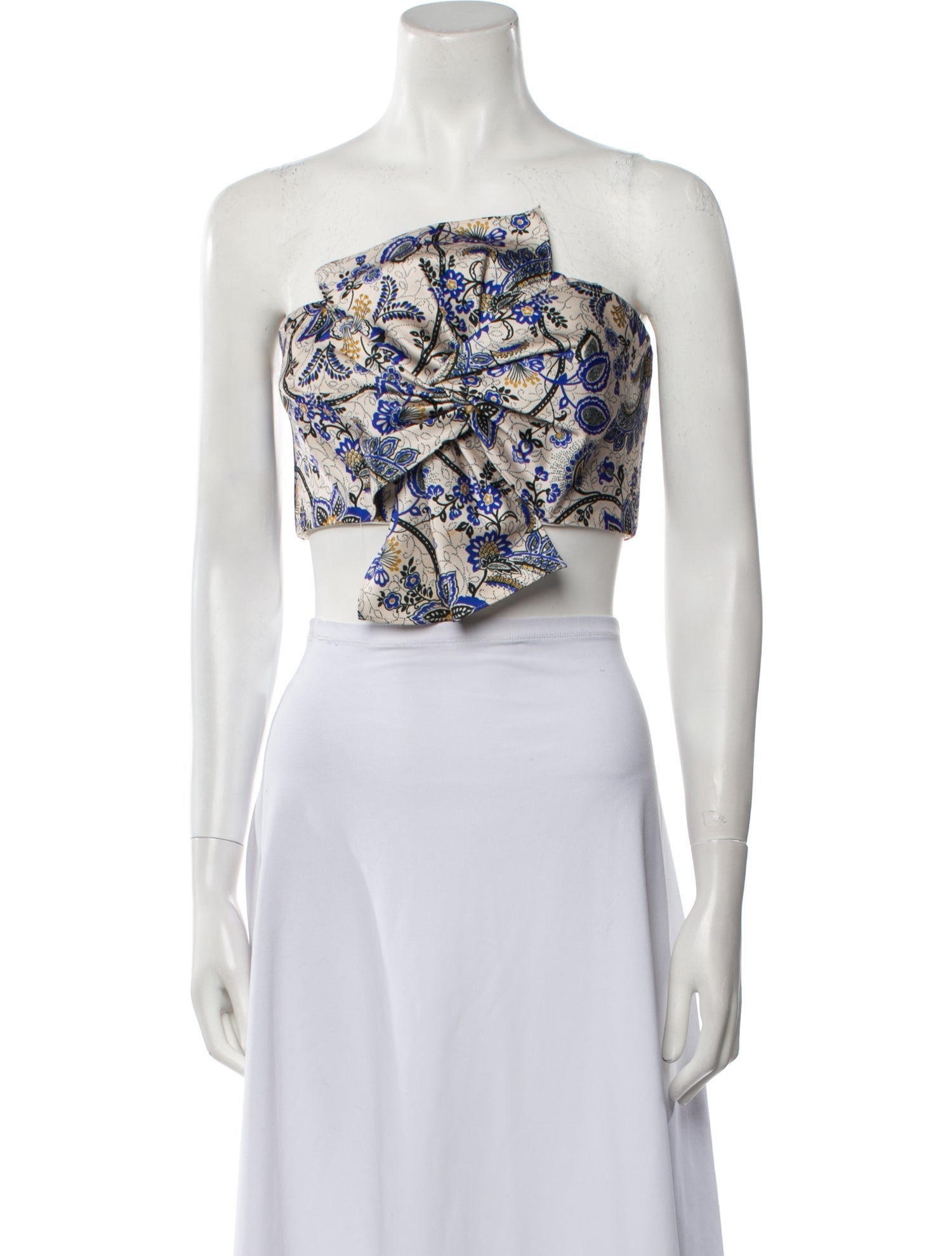 AMUR Printed Strapless Crop Top