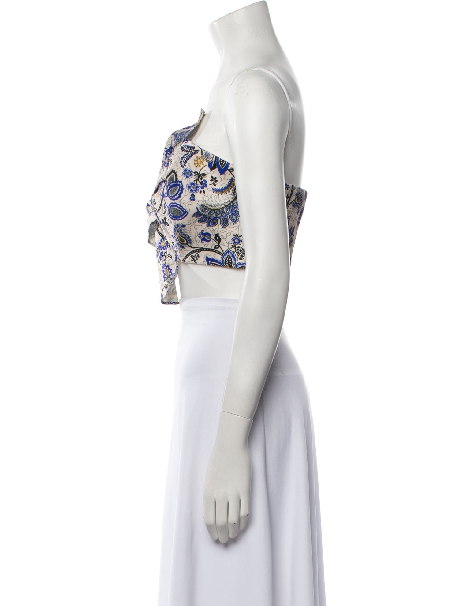 AMUR Printed Strapless Crop Top