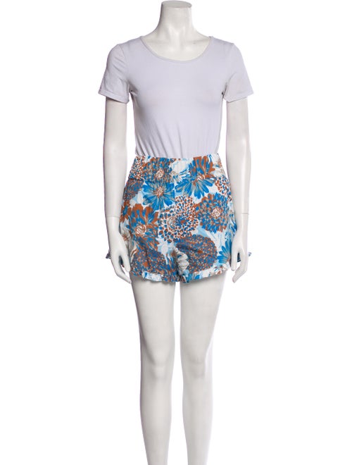 AMUR Floral Print Ruffle Embellishment Short Set