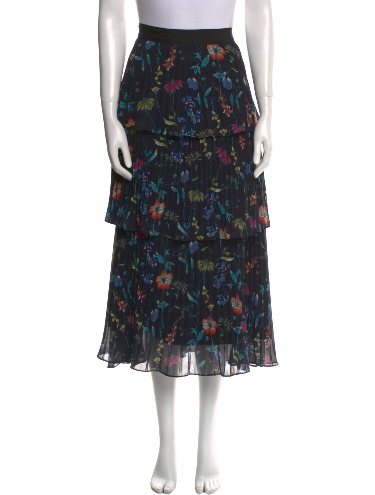 AMUR Floral Print Midi Length Skirt