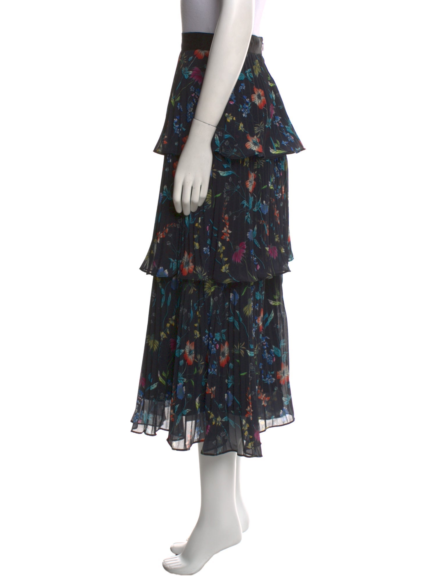 AMUR Floral Print Midi Length Skirt