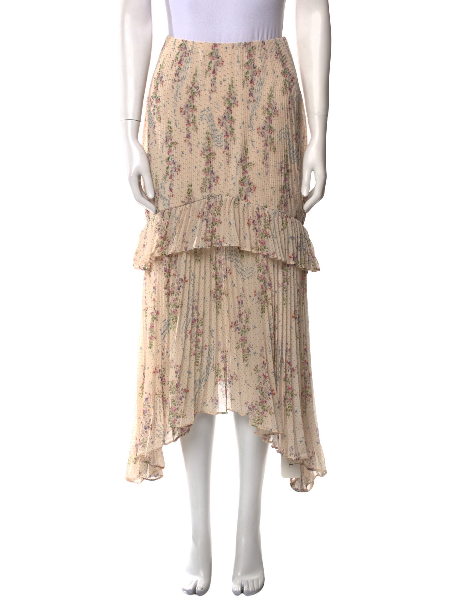 AMUR Floral Print Midi Length Skirt