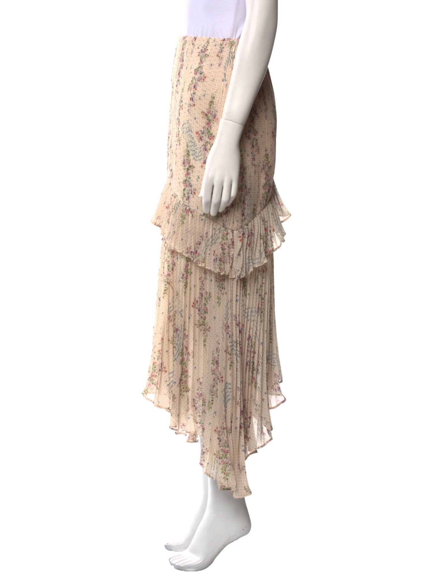 AMUR Floral Print Midi Length Skirt