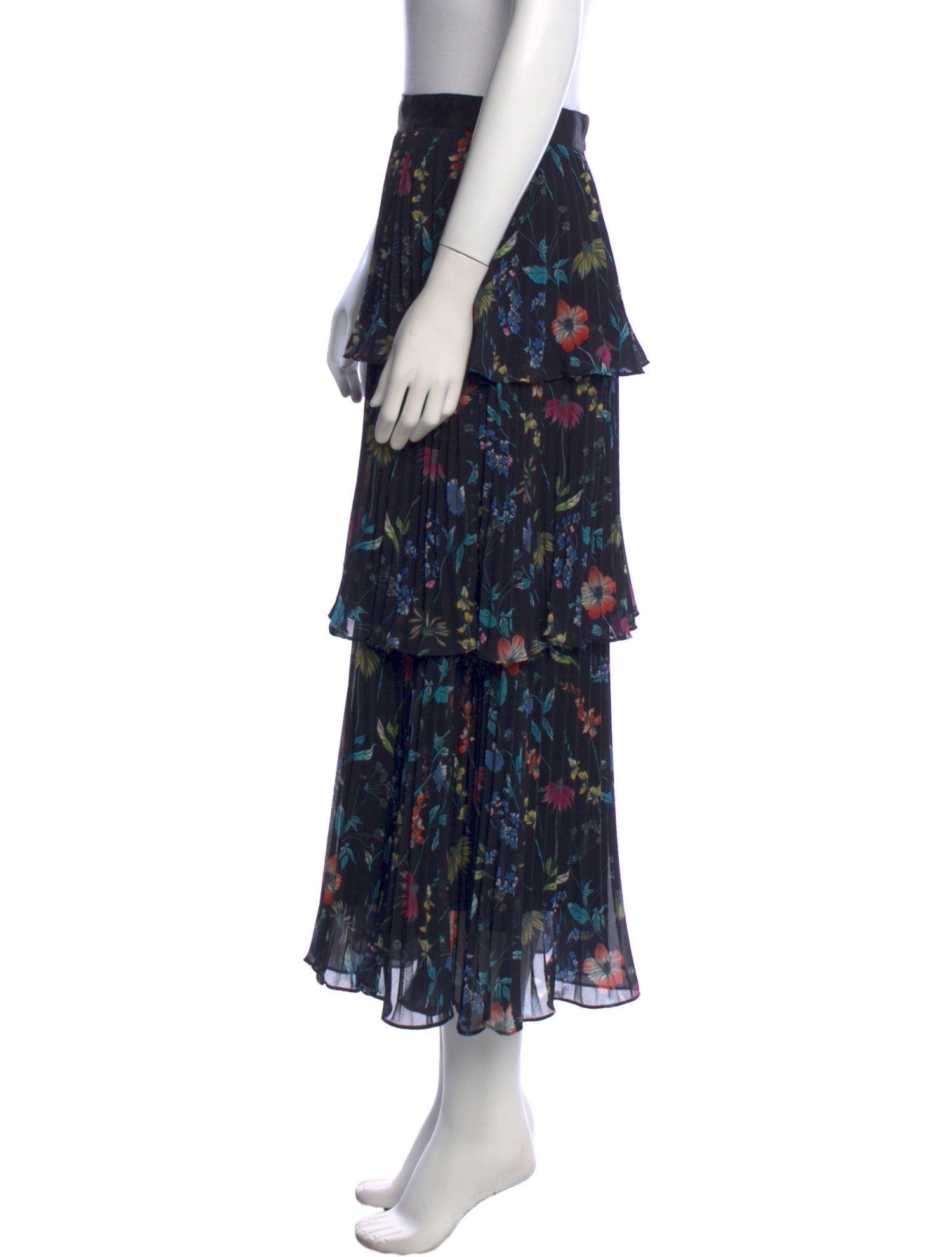 AMUR Floral Print Midi Length Skirt