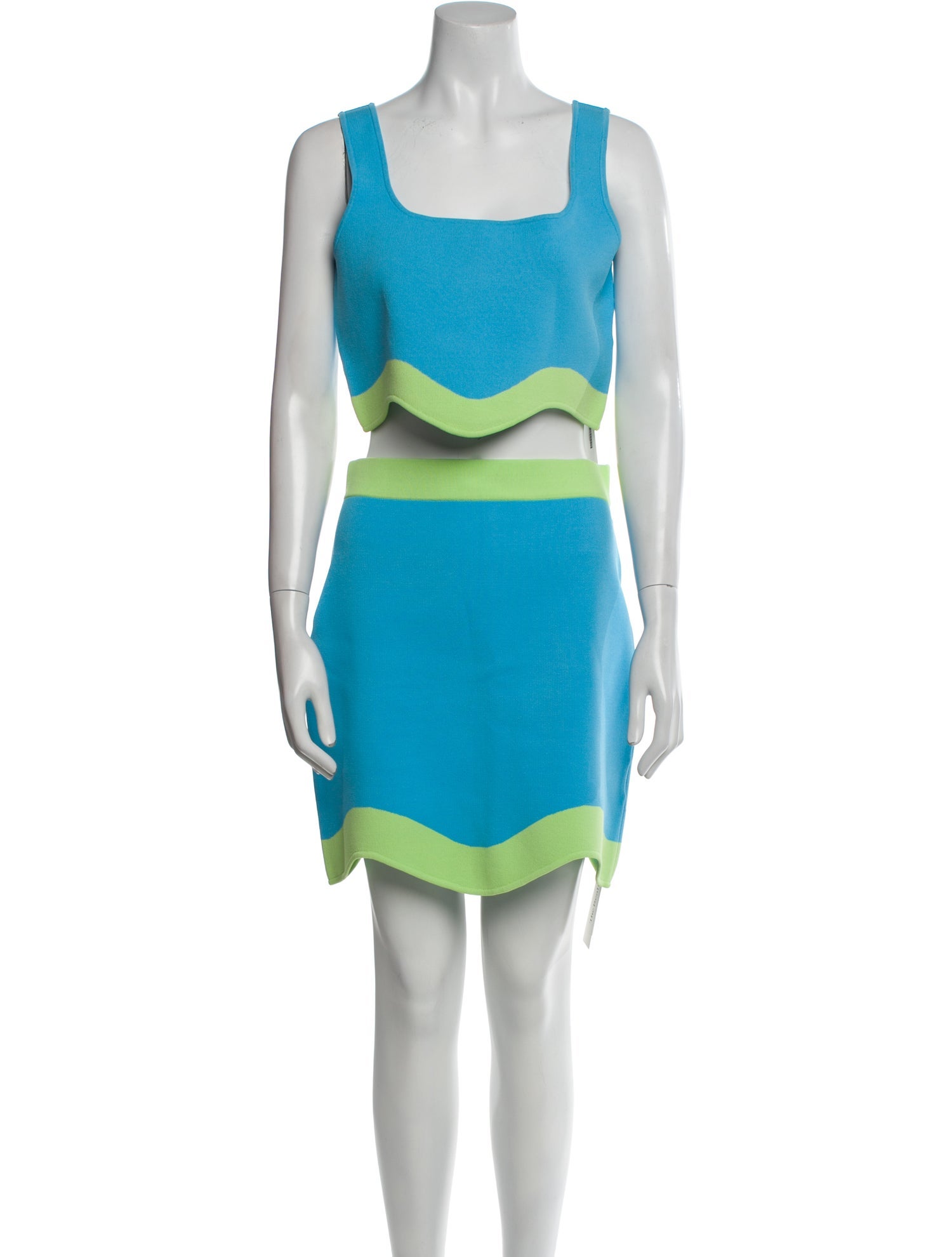 AMUR Colorblock Pattern Embroidered Accent Skirt Set w/ Tags