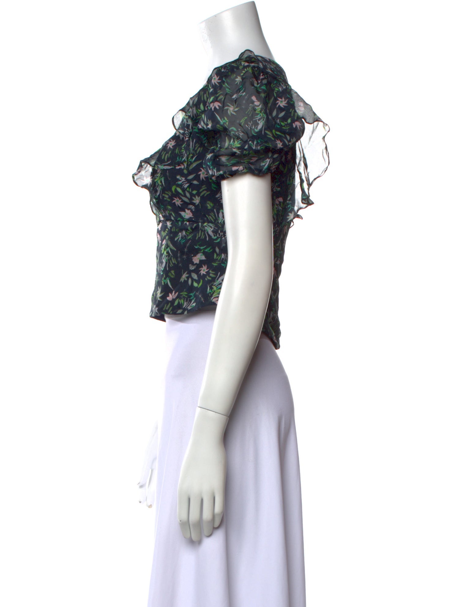 AMUR Silk Floral Print Crop Top