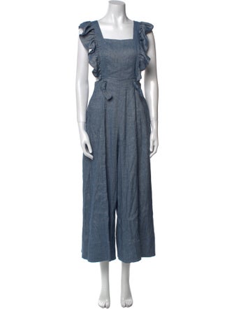 AMUR Linen Square Neckline Jumpsuit