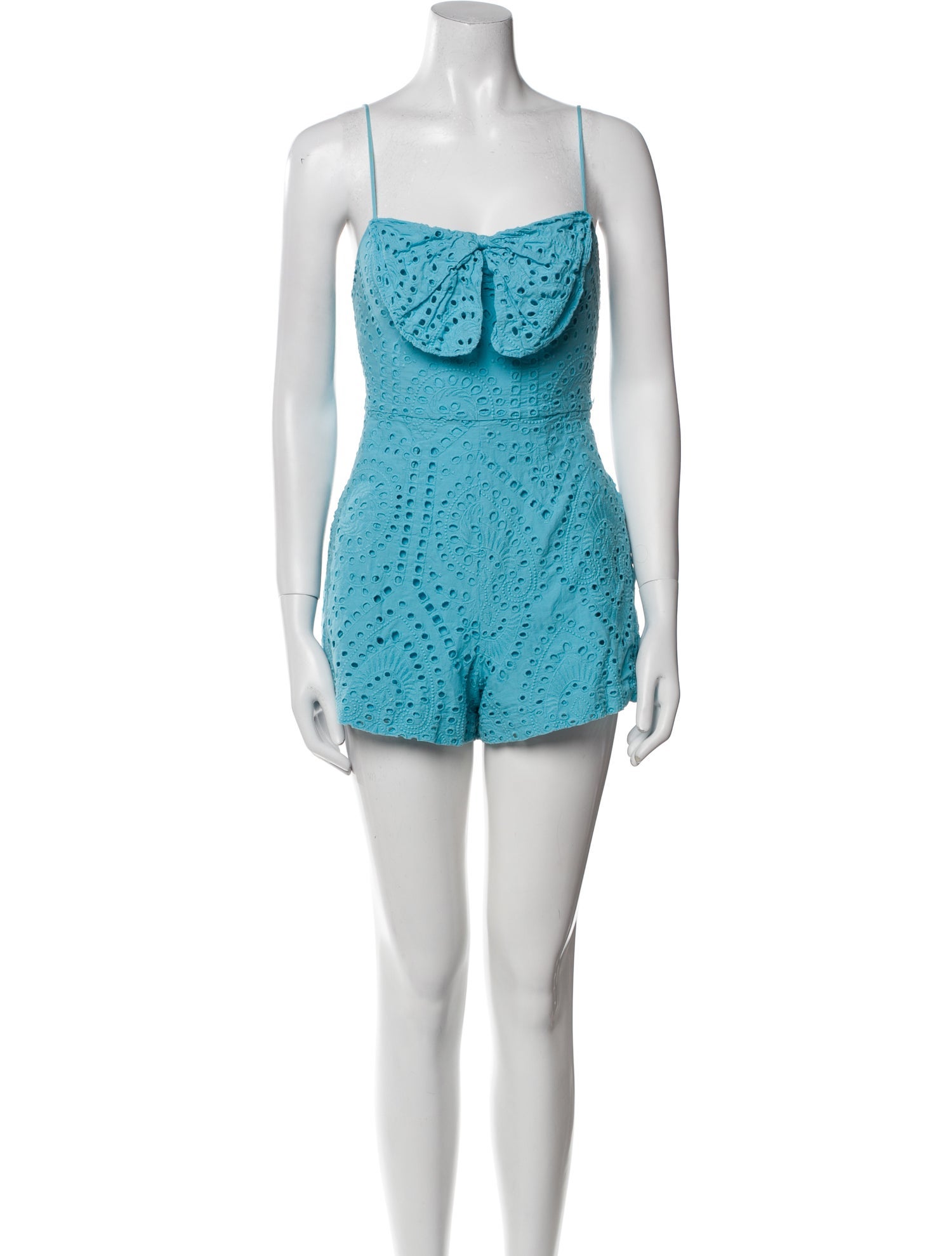 AMUR Lace Pattern Square Neckline Romper