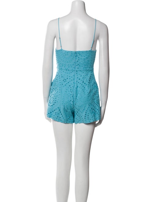 AMUR Lace Pattern Square Neckline Romper