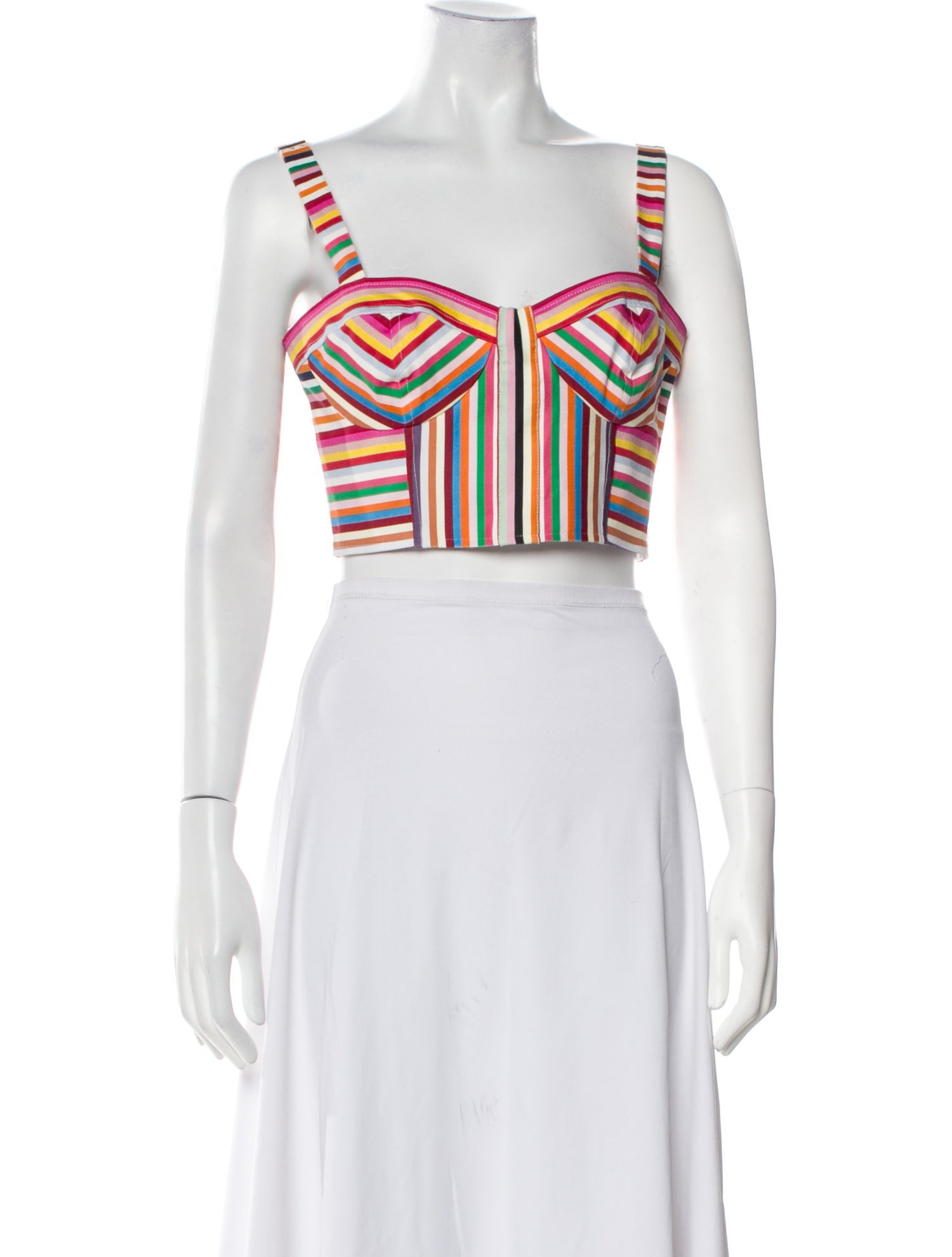 AMUR Striped Square Neckline Crop Top