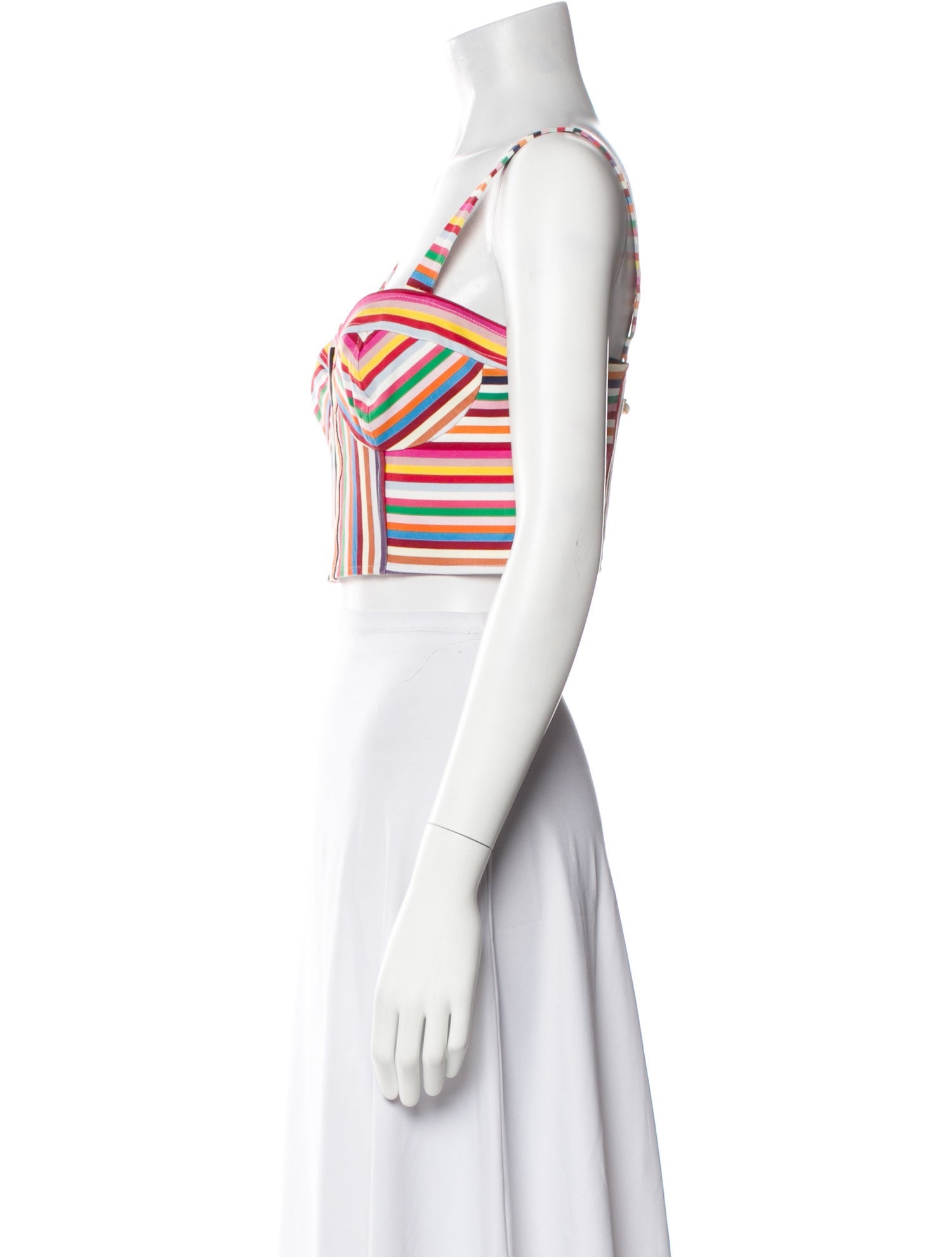 AMUR Striped Square Neckline Crop Top