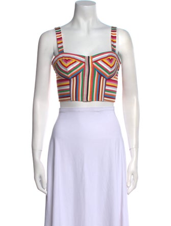 AMUR Striped Square Neckline Crop Top