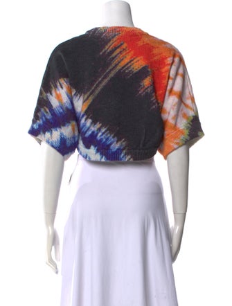 AMUR Tie-Dye Print Bateau Neckline Crop Top