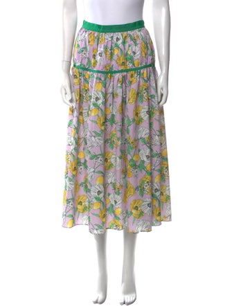 AMUR Floral Print Midi Length Skirt