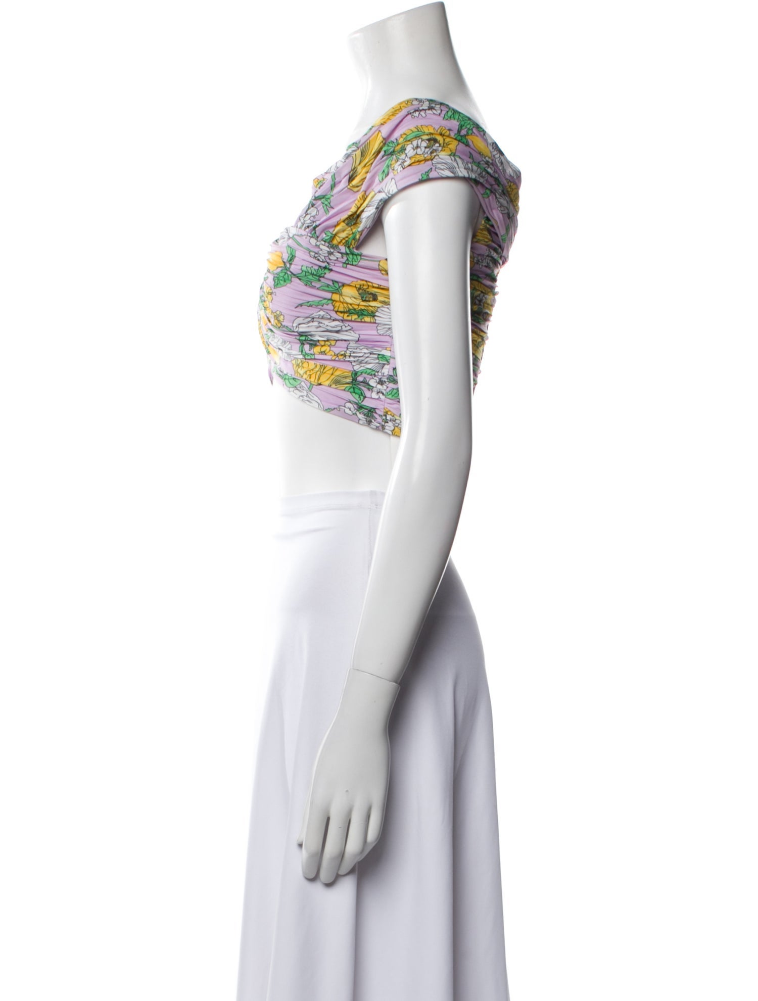 AMUR Printed Cowl Neck Crop Top