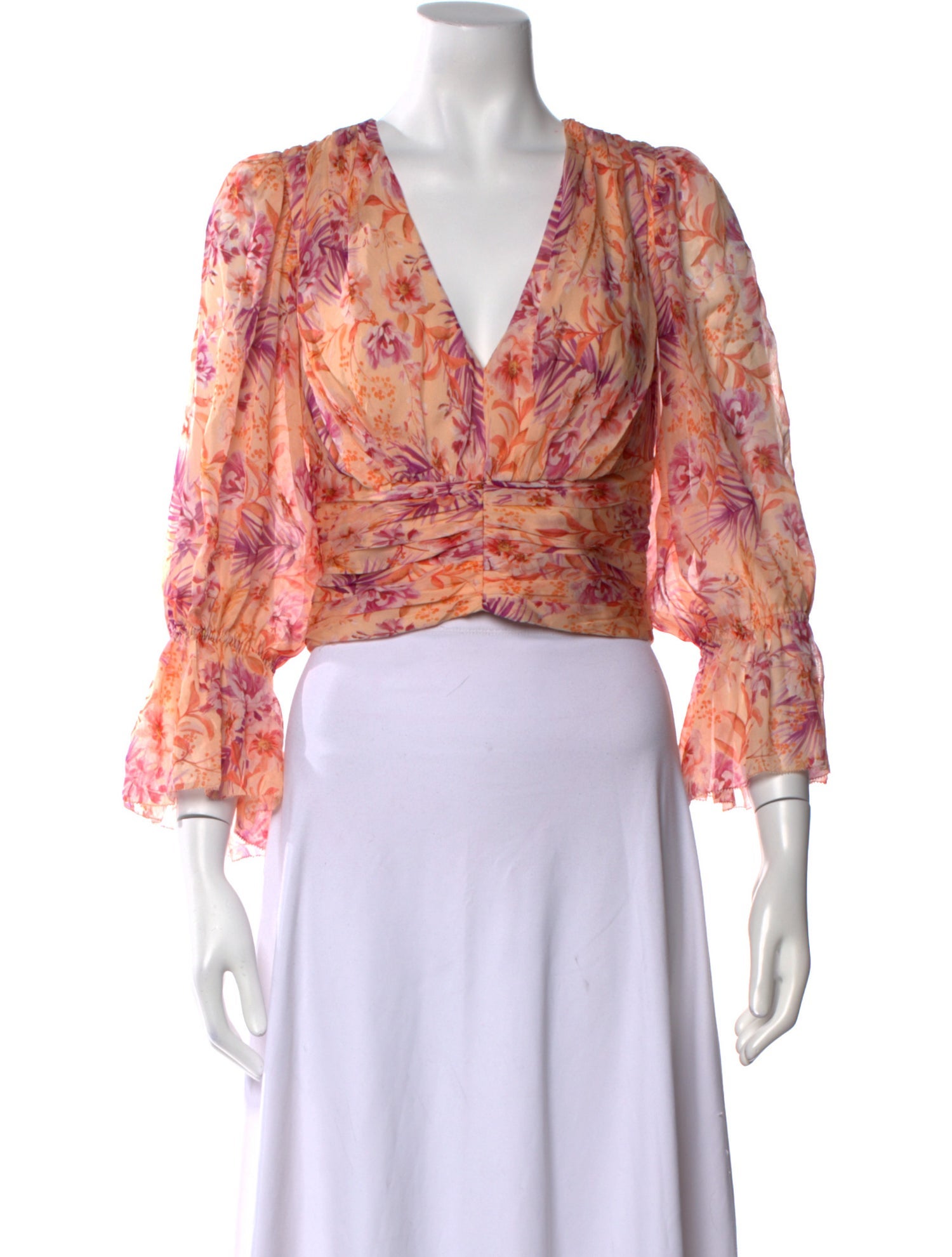 AMUR Silk Paisley Print Crop Top