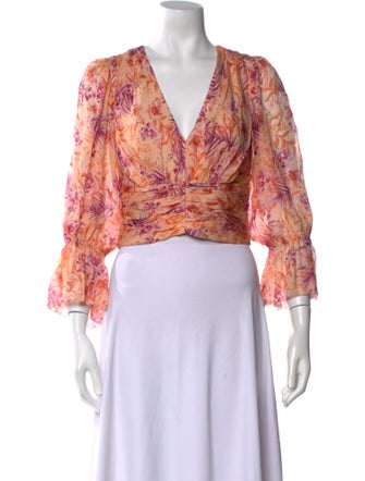 AMUR Silk Paisley Print Crop Top