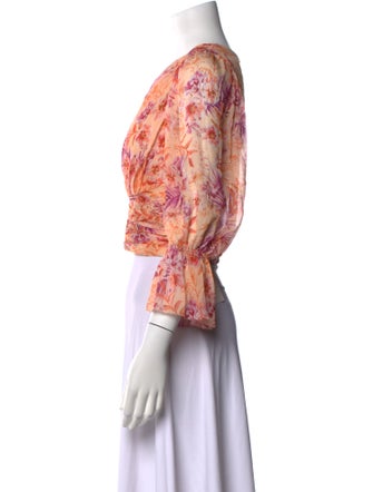 AMUR Silk Paisley Print Crop Top