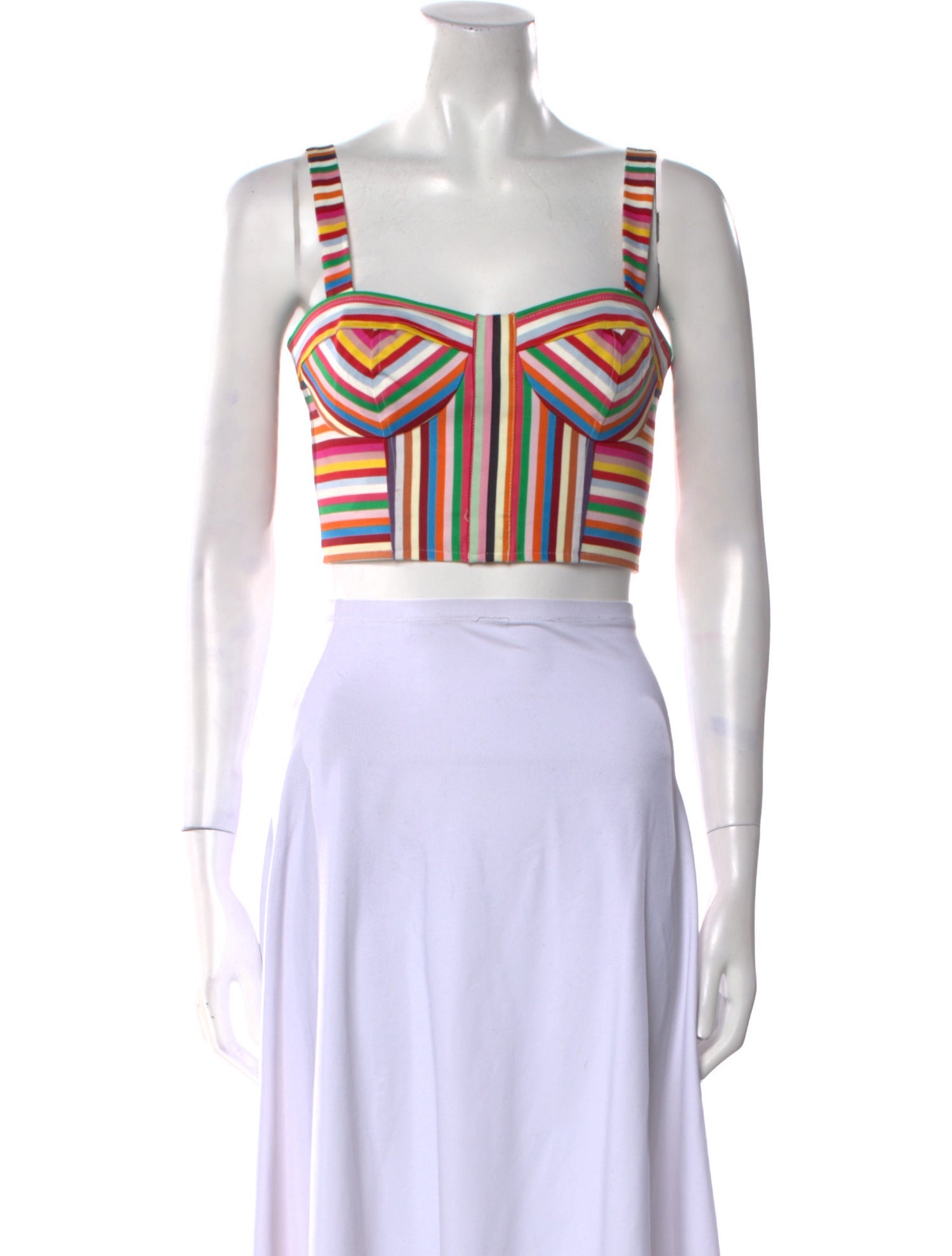 AMUR Striped Square Neckline Crop Top