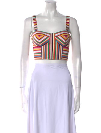 AMUR Striped Square Neckline Crop Top