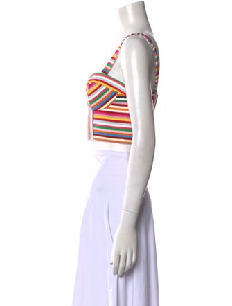 AMUR Striped Square Neckline Crop Top