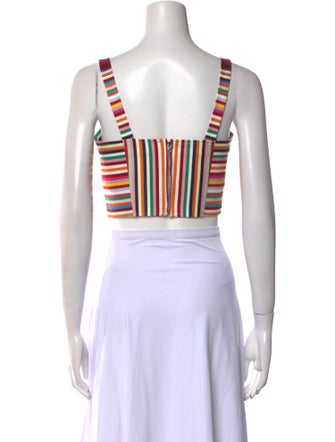AMUR Striped Square Neckline Crop Top
