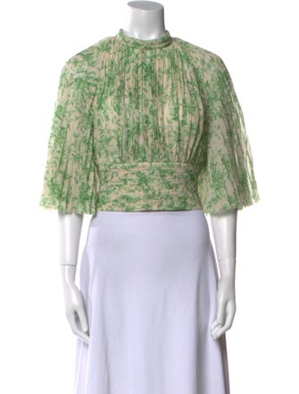 AMUR Printed Mock Neck Crop Top