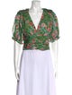 AMUR Silk Floral Print Crop Top