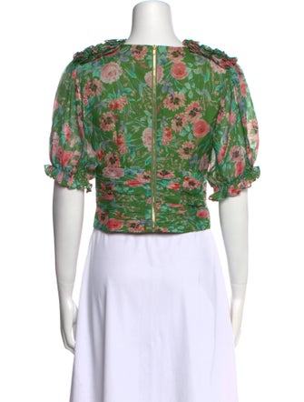 AMUR Silk Floral Print Crop Top