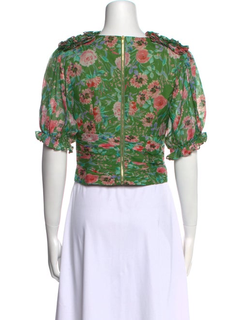 AMUR Silk Floral Print Crop Top