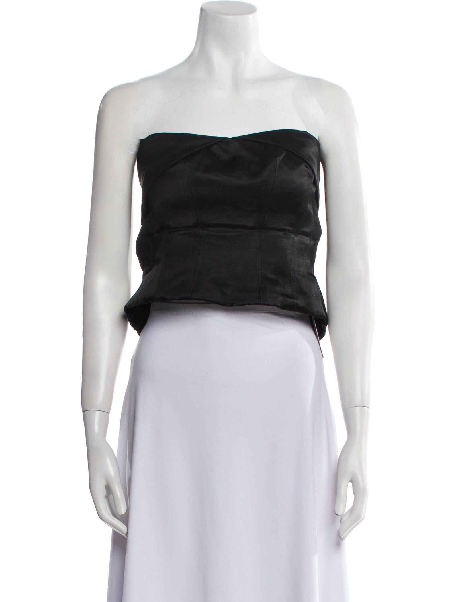 AMUR Linen Strapless Crop Top