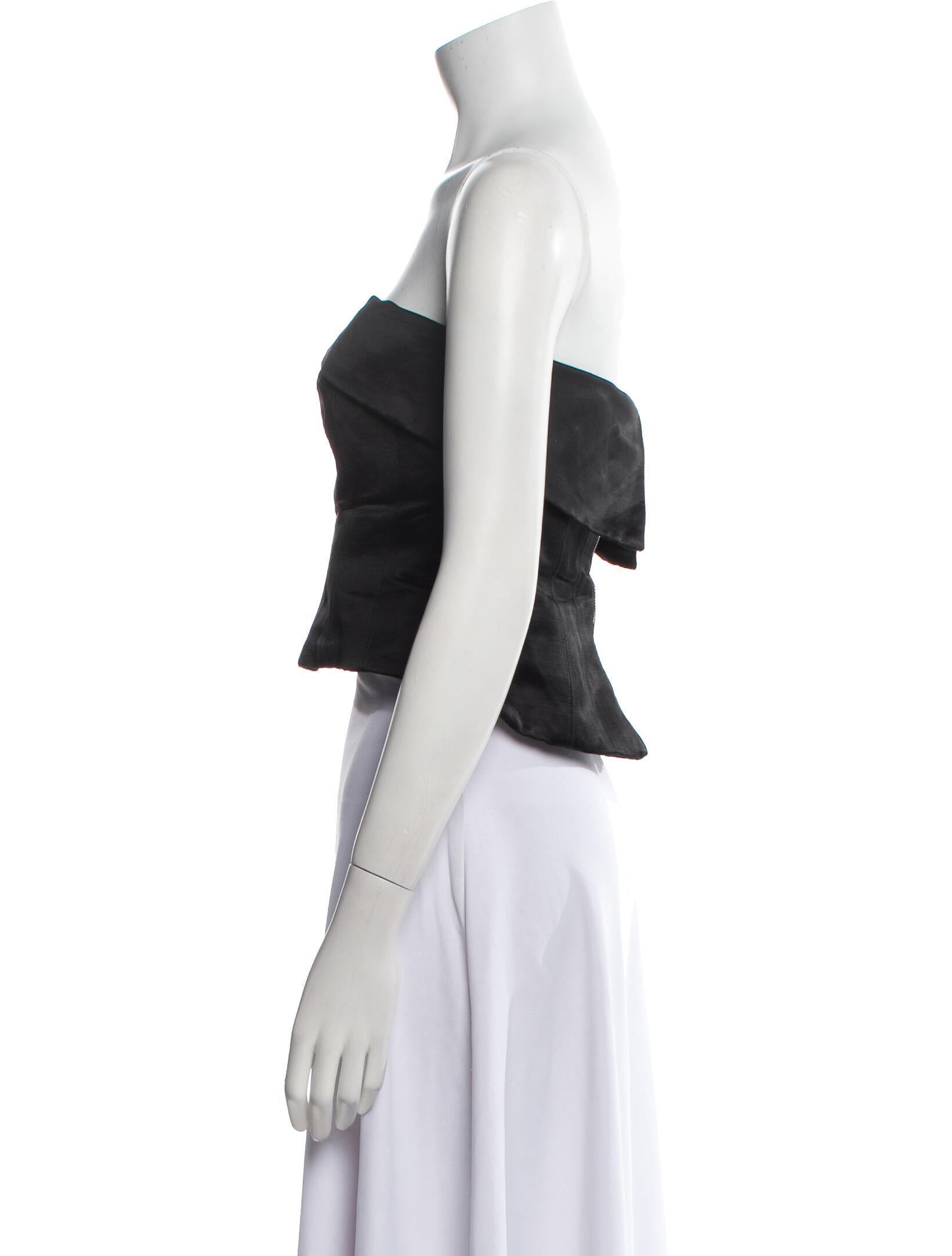 AMUR Linen Strapless Crop Top