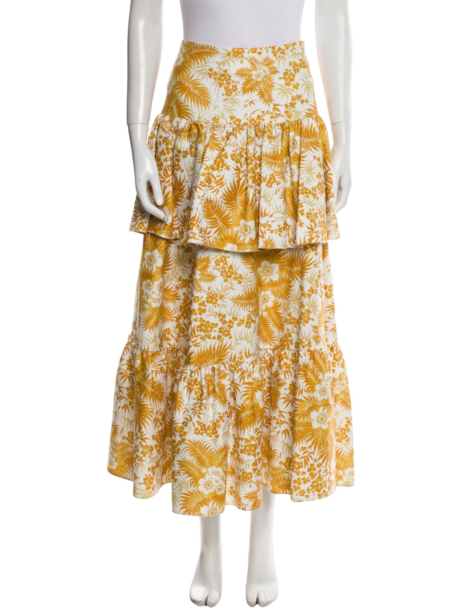 AMUR Floral Print Midi Length Skirt