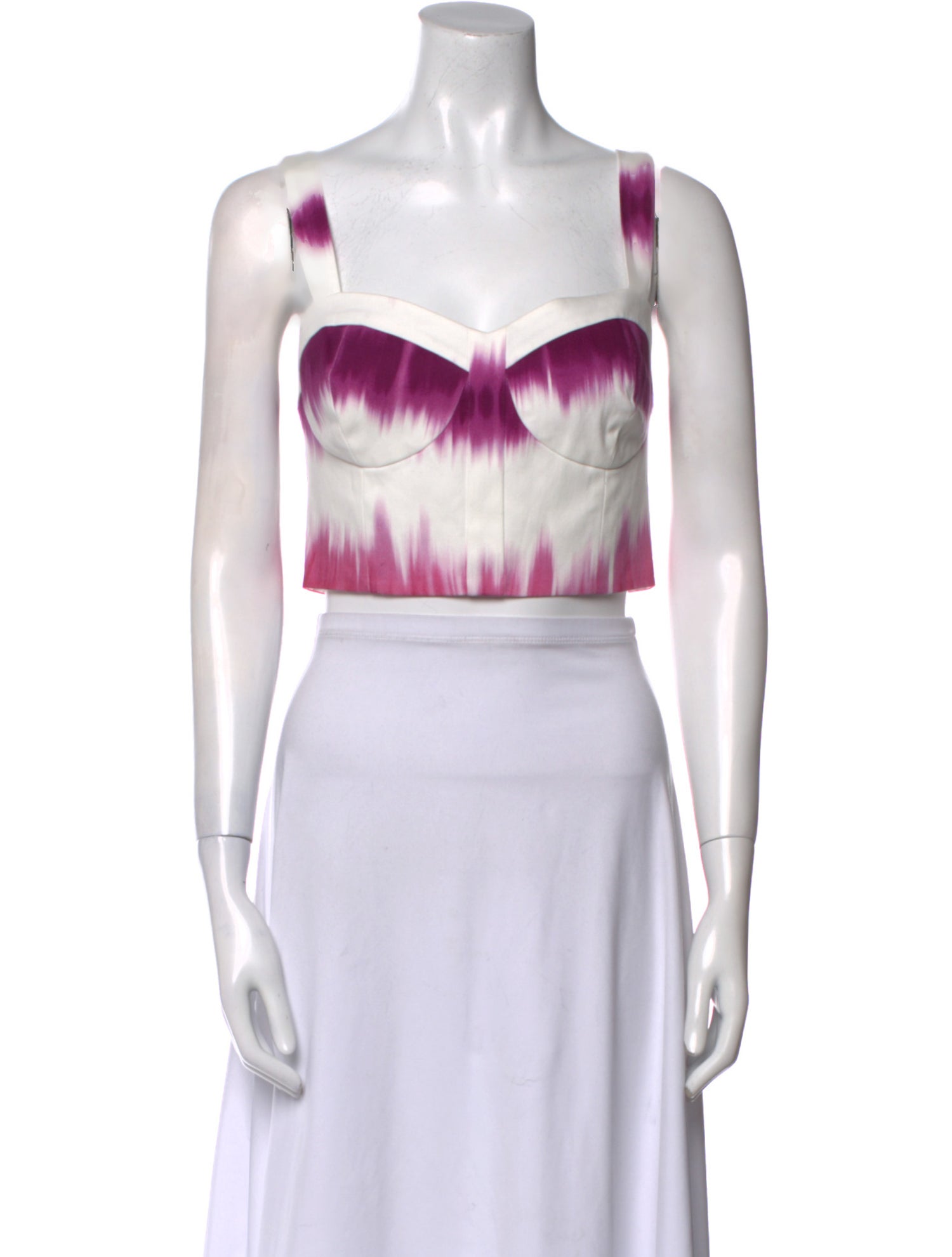 AMUR Printed Square Neckline Crop Top