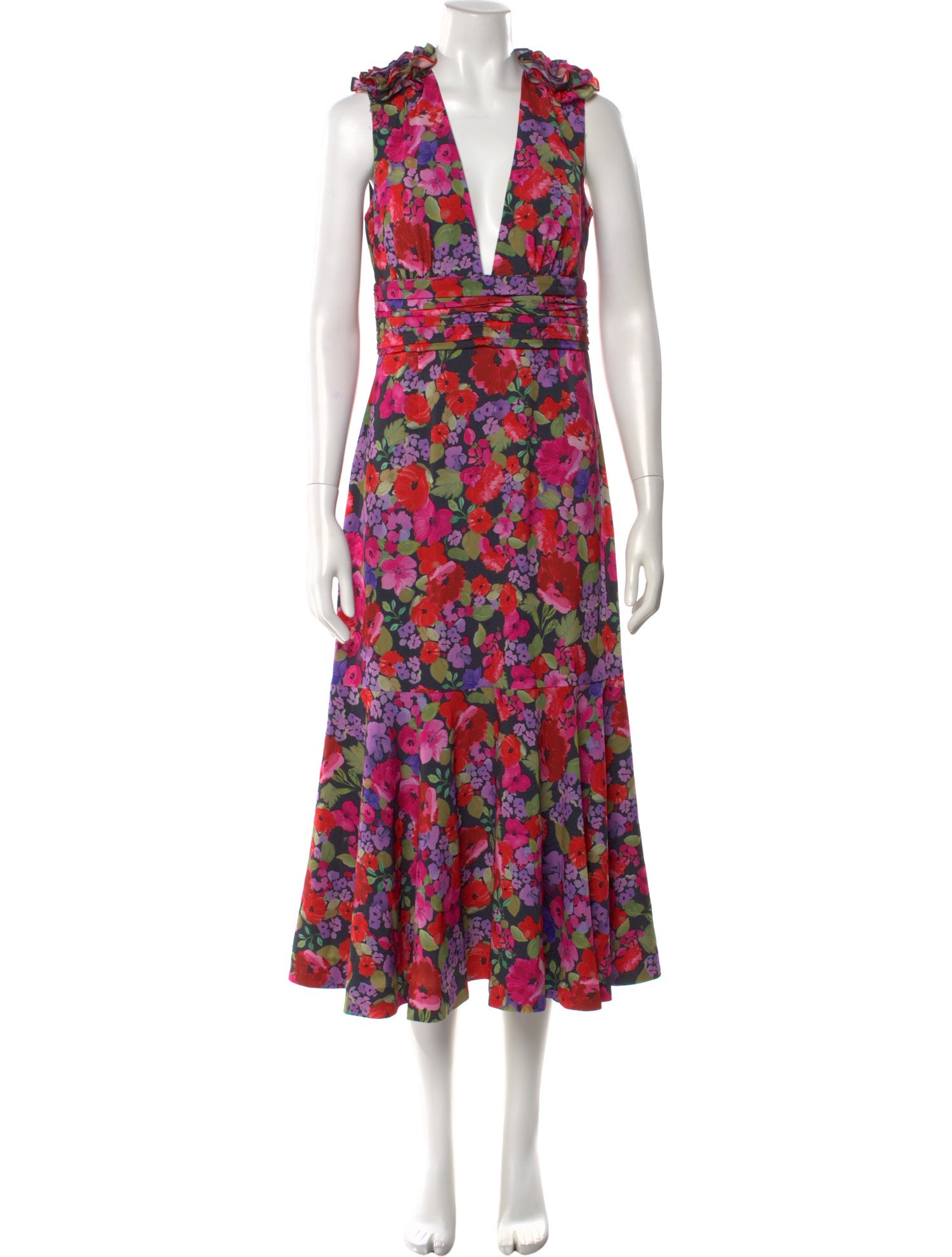 AMUR Floral Print Midi Length Dress
