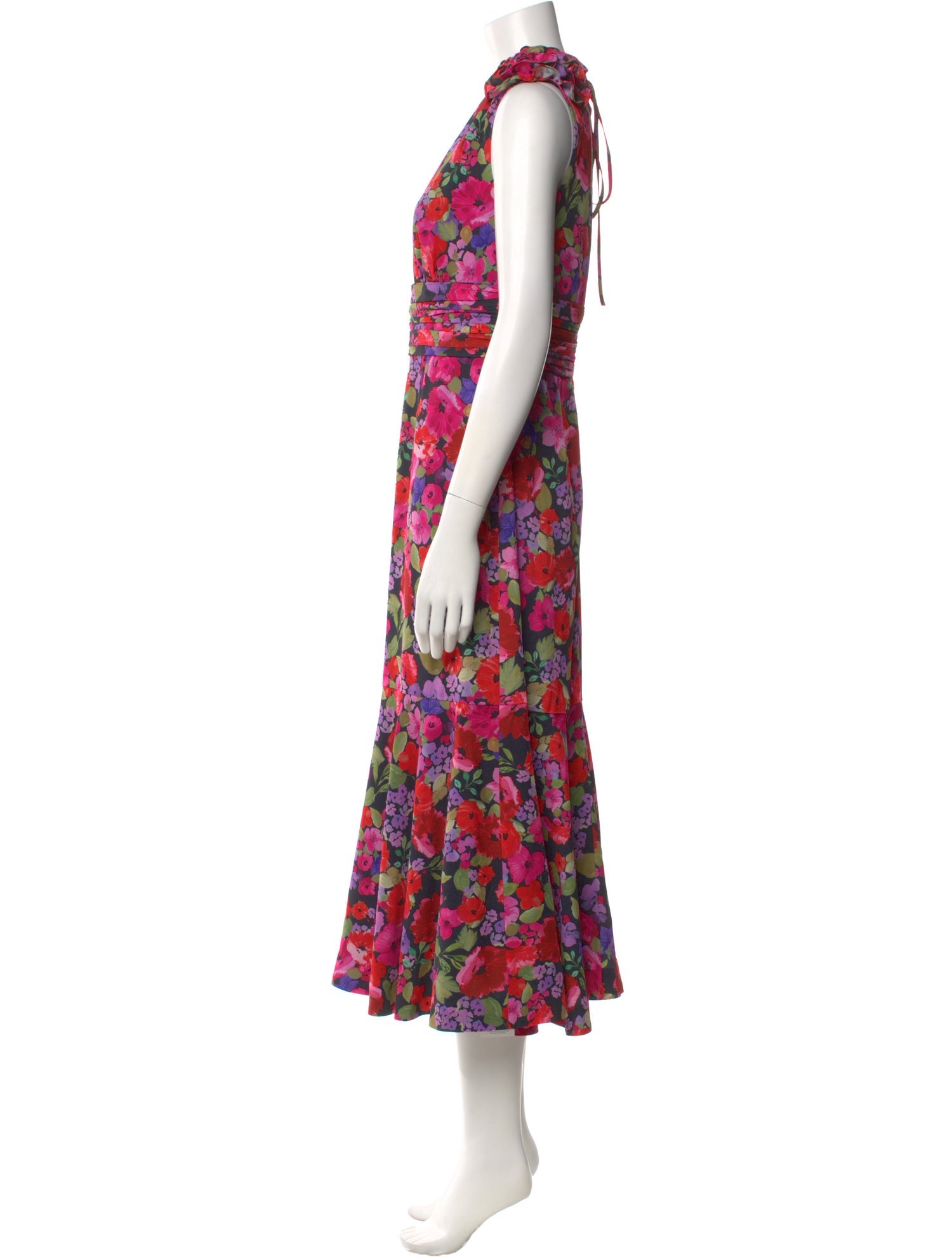 AMUR Floral Print Midi Length Dress