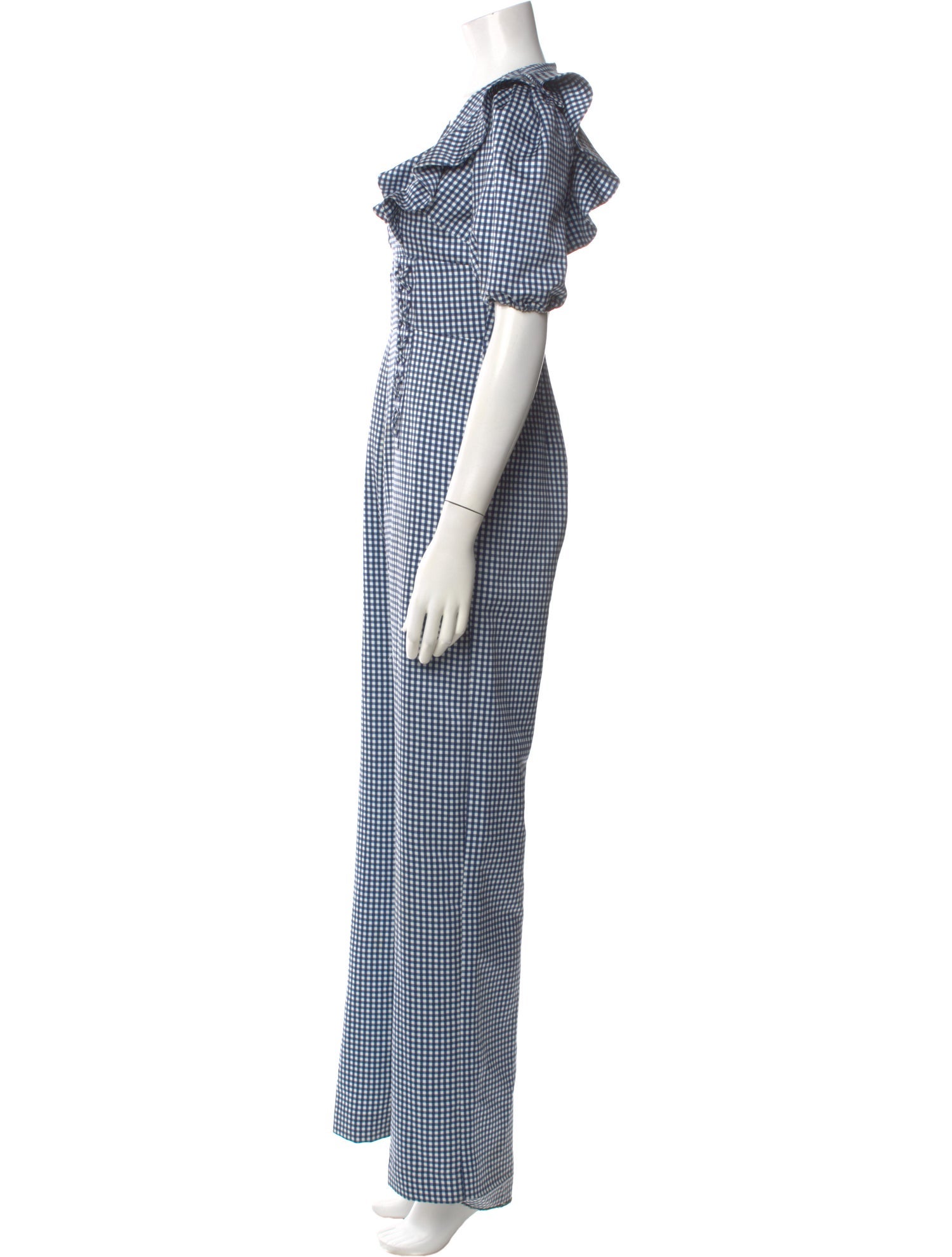 AMUR Plaid Print V-Neck Jumpsuit
