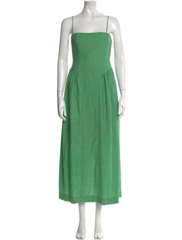 Pre-owned Amur Square Neckline Long Dress In Green