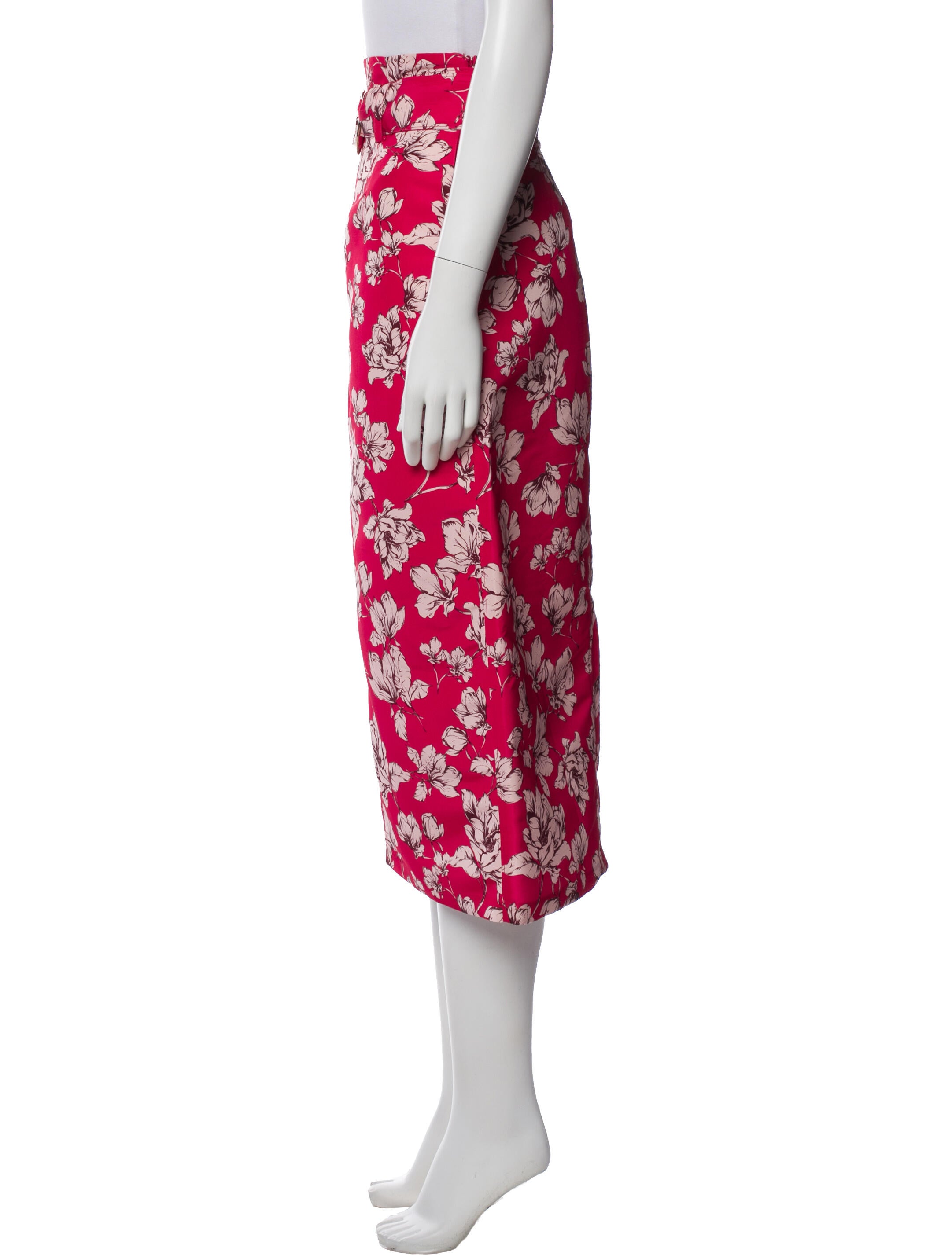 AMUR Floral Print Midi Length Skirt
