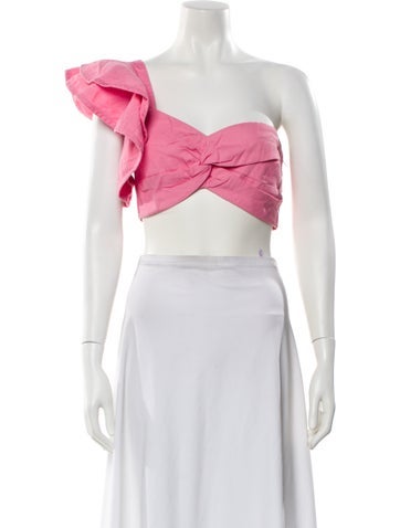 Pre-owned Amur One-shoulder Sleeveless Crop Top In Pink