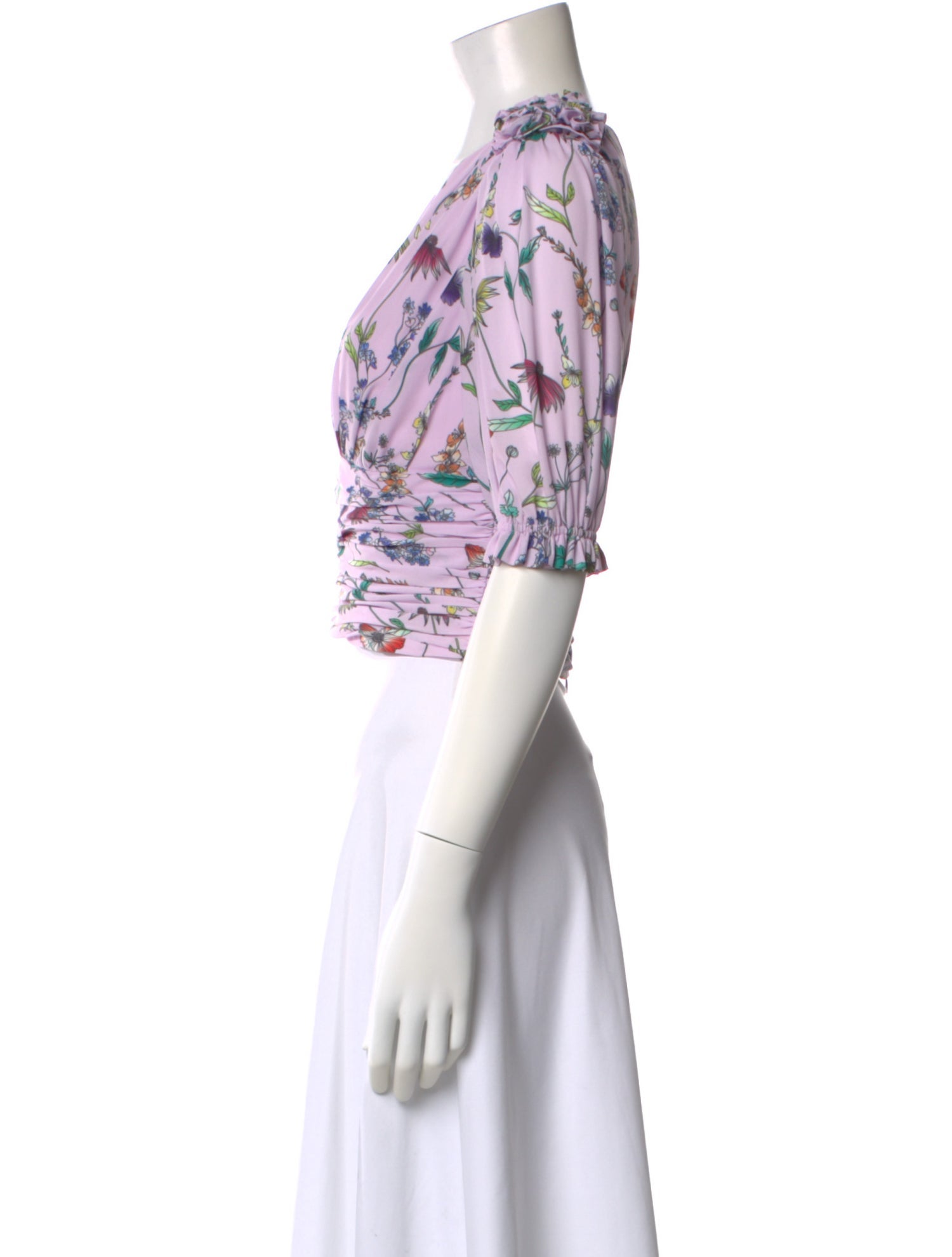 AMUR Floral Print V-Neck Blouse
