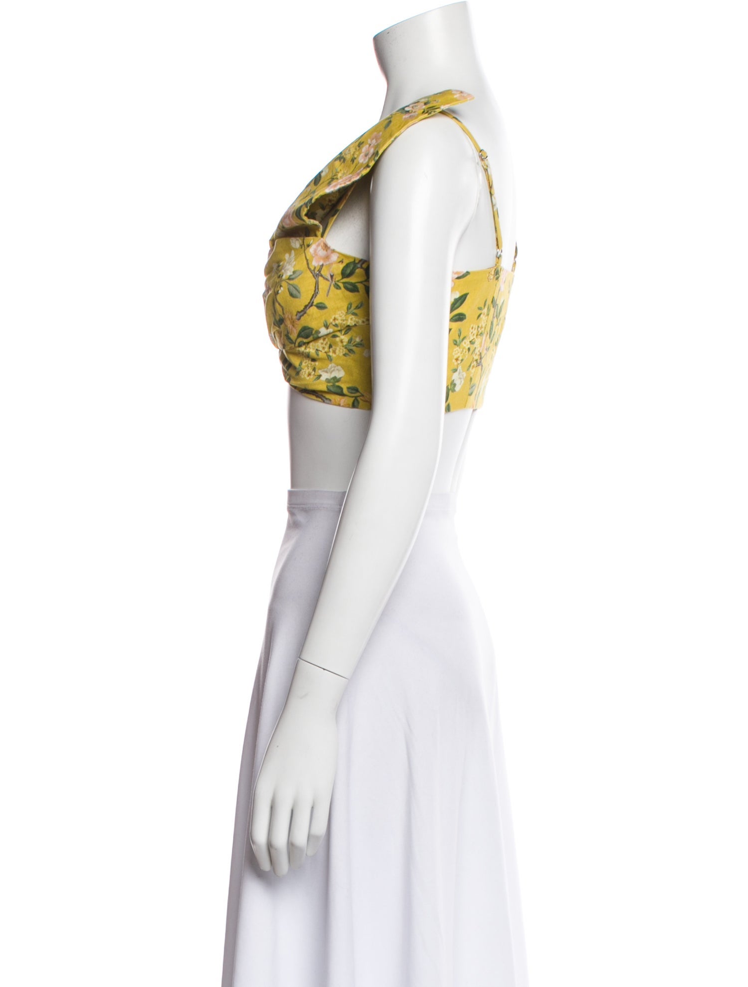 AMUR Floral Print Asymmetrical Crop Top